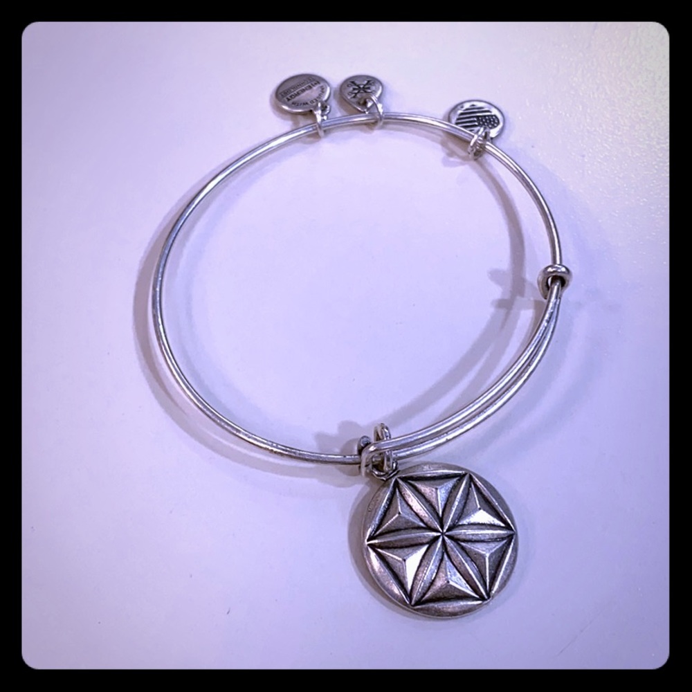 Silver Alex and Ani Aphrodite’s Flower bangle